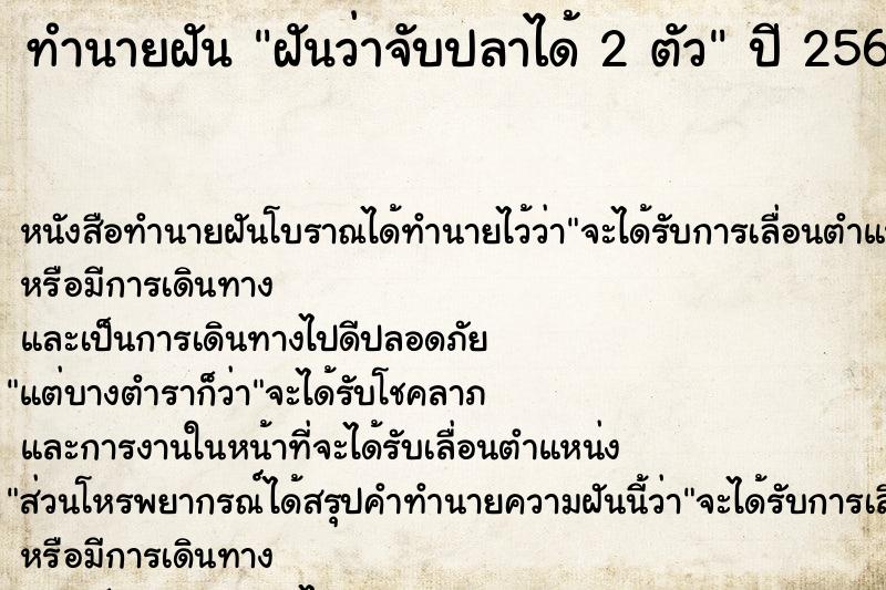 ทำนายฝันฝันว่าจับปลาได้2ตัว ทำนายฝันทำนายฝันฝันว่าจับปลาได้2ตัว